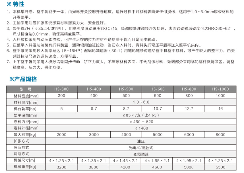 厚板二合一整平機HS產(chǎn)品說明